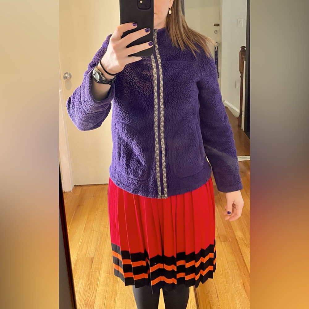 Gently worn LLBean fleece, women’s XS, purple outside, grey inside